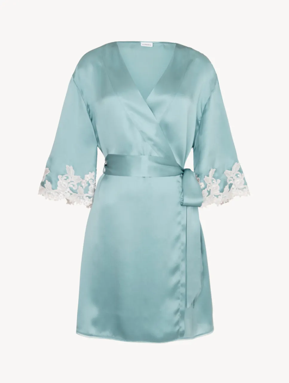 La Perla Almond Silk Short Robe With Frastaglio< Robes|Silk Sleepwear