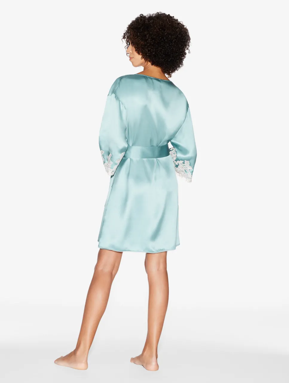La Perla Almond Silk Short Robe With Frastaglio< Robes|Silk Sleepwear