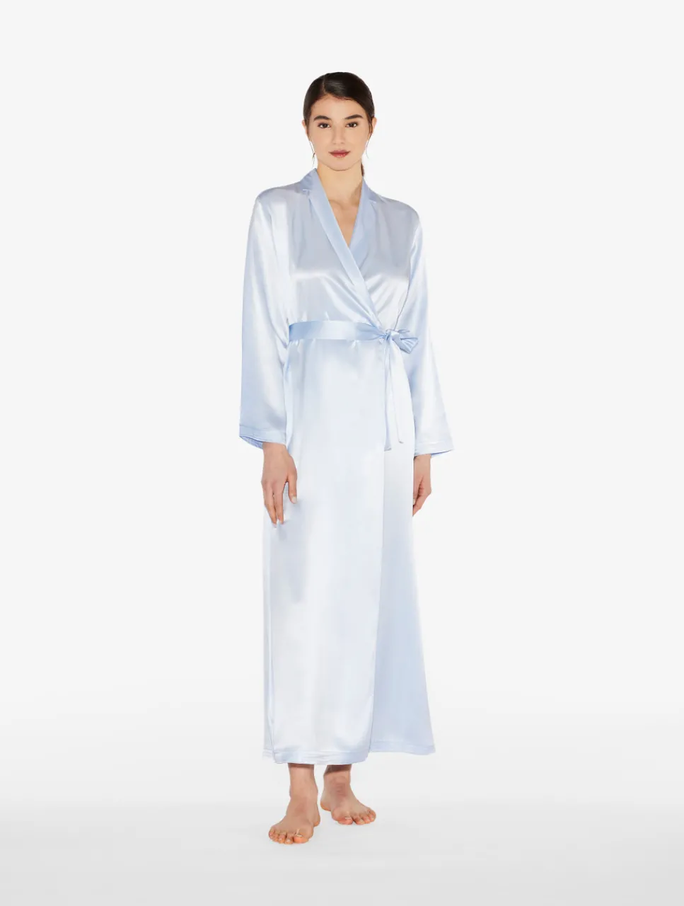 La Perla Azure Silk Long Robe< Robes|Silk Sleepwear