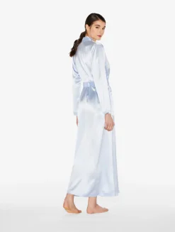 La Perla Azure Silk Long Robe< Robes|Silk Sleepwear
