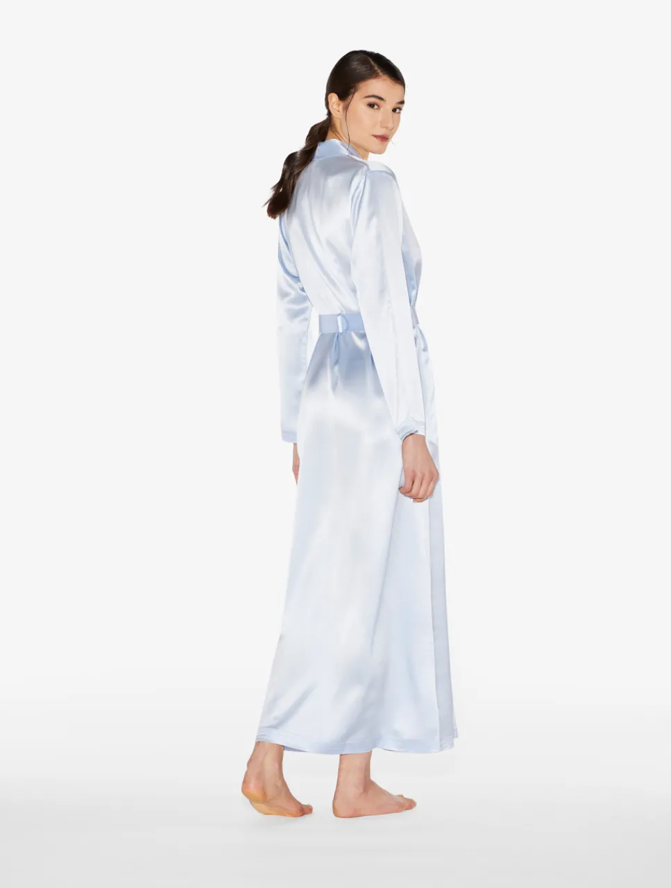 La Perla Azure Silk Long Robe< Robes|Silk Sleepwear