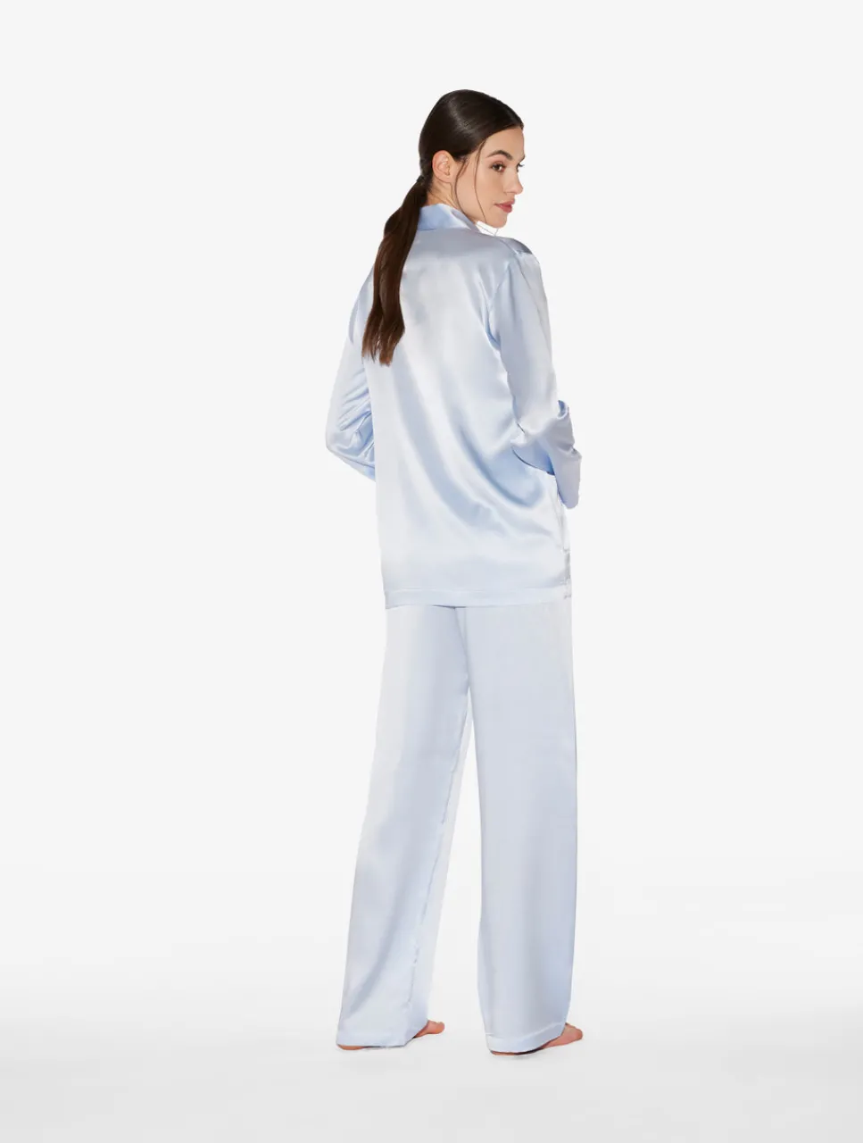 La Perla Azure Silk Pajama Set< Pajamas|Silk Sleepwear