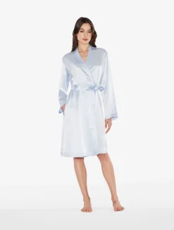 La Perla Azure Silk Short Robe< Robes|Silk Sleepwear