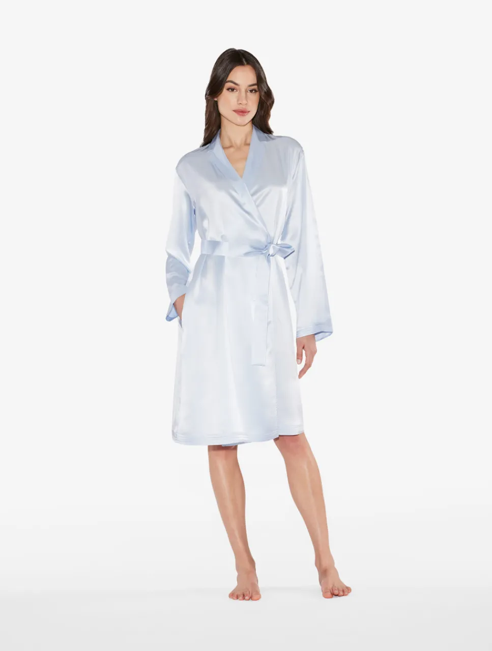 La Perla Azure Silk Short Robe< Robes|Silk Sleepwear