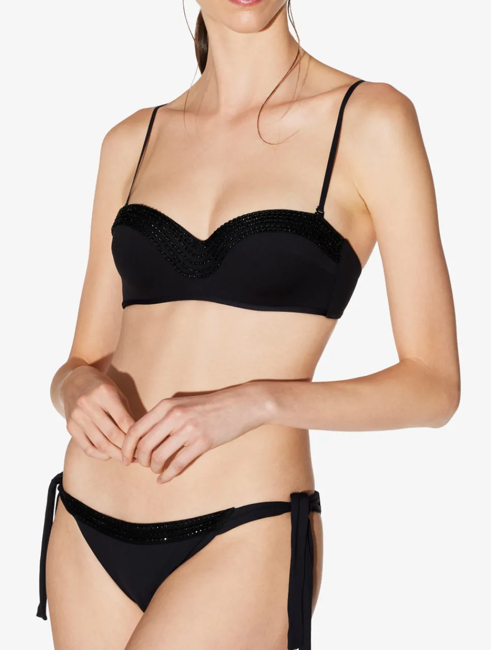 La Perla Bandeau Bikini Top In With Beading< Bikinis