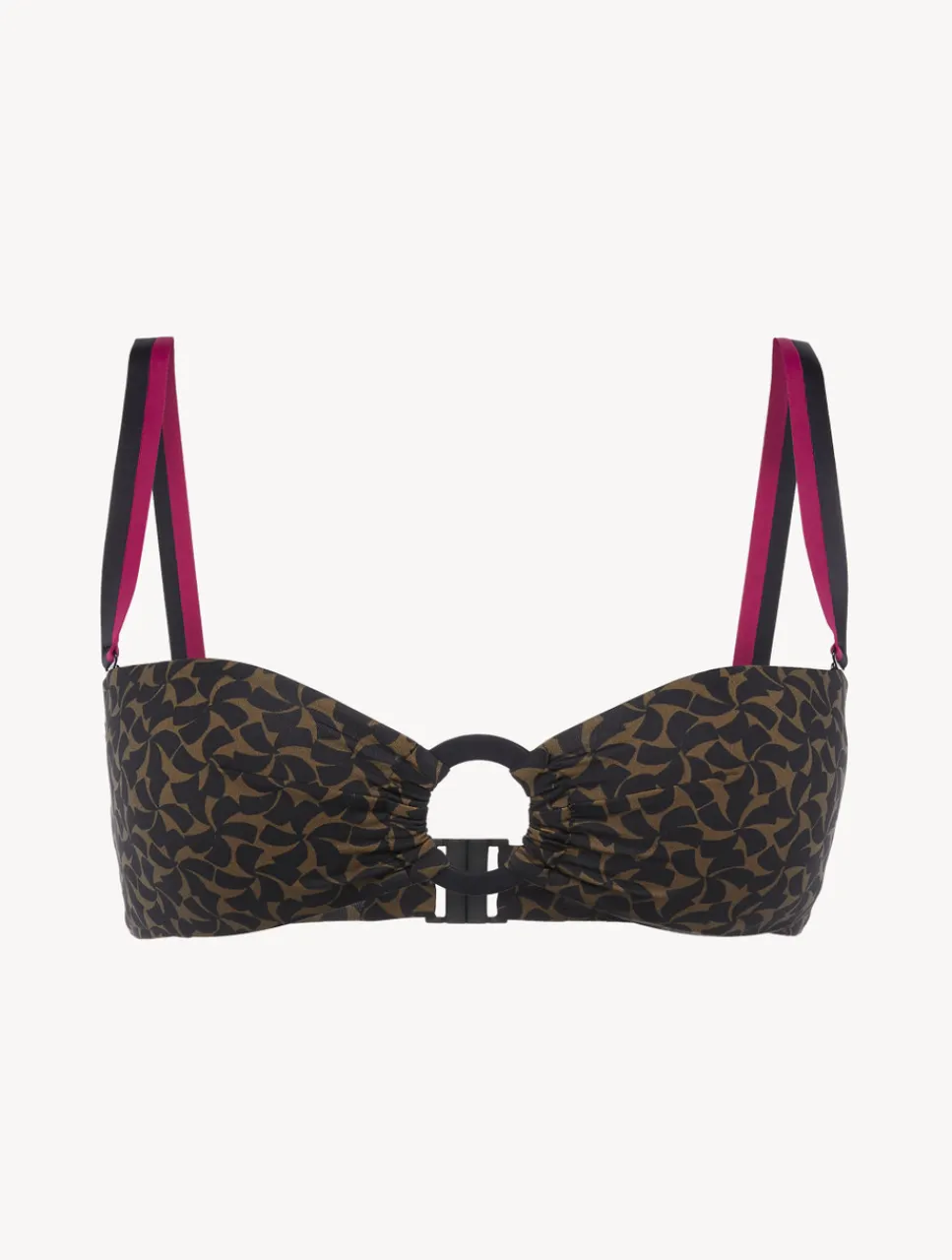 La Perla Bandeau Bikini Top In Dark Green And Black< Bikinis