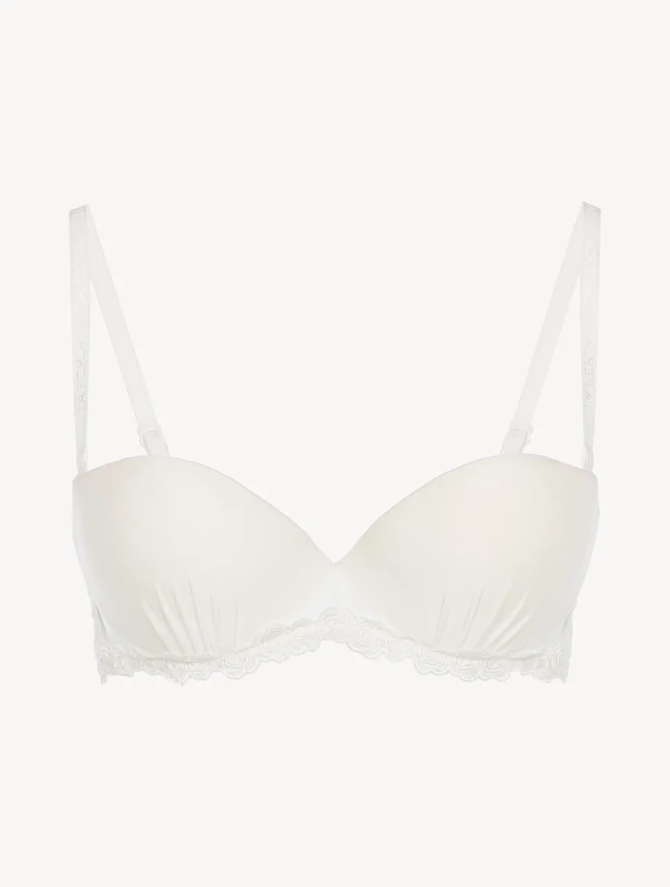 La Perla Bandeau Bra In Off- Lycra With Embroidered Tulle< Bandeau|Padded