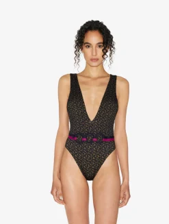 La Perla Belted Swimsuit In Dark Green And Black< One-Piece Bathing Suits