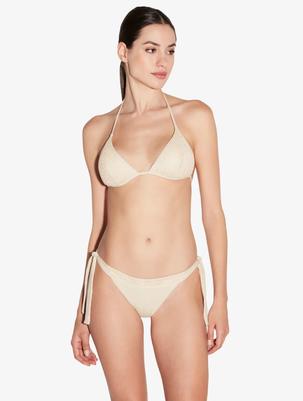 La Perla Bikini Brief In Champagne With Beading< Bikinis