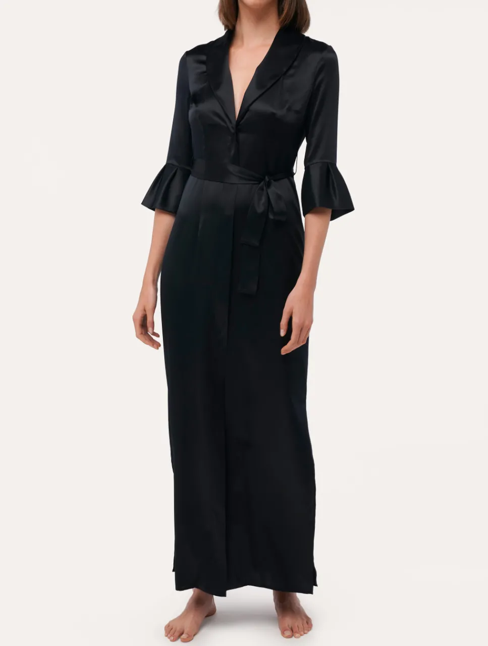 La Perla Long Silk Belted Robe< Robes|Silk Sleepwear