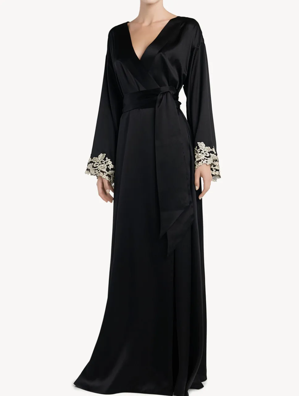 La Perla Long Silk Robe With Frastaglio< Robes|Silk Sleepwear