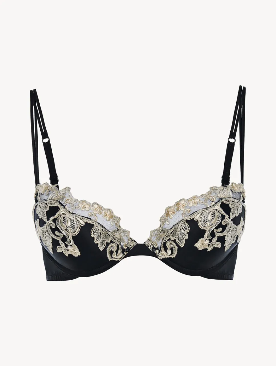 La Perla Silk Push-up Bra With Ivory Frastaglio< Padded|Push-Up