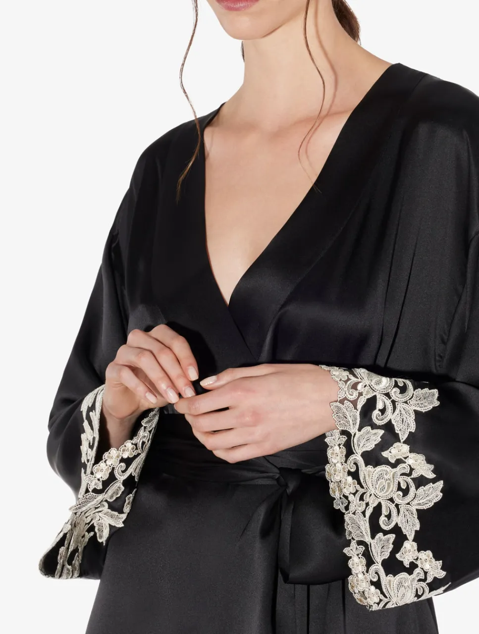 La Perla Silk Short Robe With Frastaglio< Robes|Silk Sleepwear