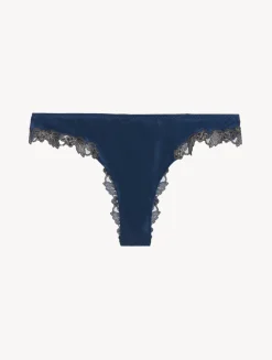 La Perla Blue Silk Brazilian Briefs With Frastaglio< Brazilian