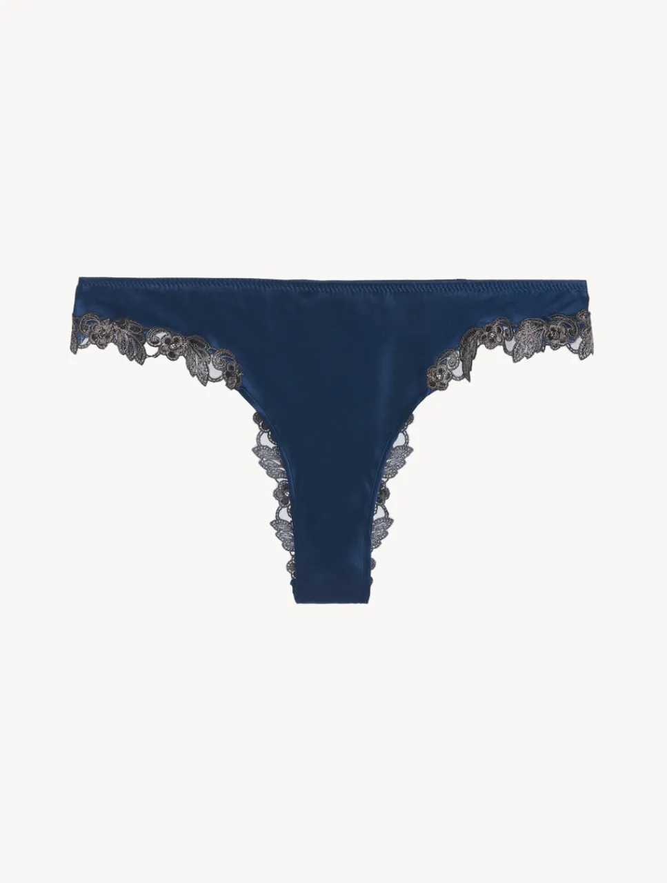 La Perla Blue Silk Brazilian Briefs With Frastaglio< Brazilian