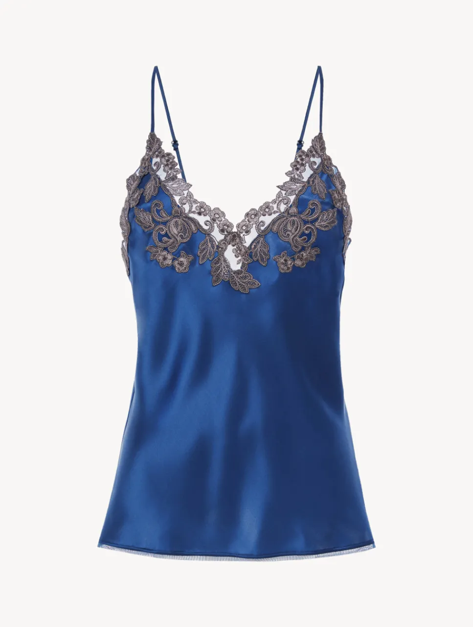La Perla Blue Silk Camisole With Frastaglio< Camisoles|Pajamas