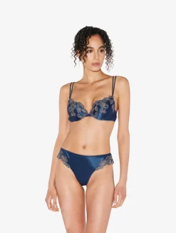 La Perla Blue Silk Push-up Bra With Frastaglio< Padded|Push-Up