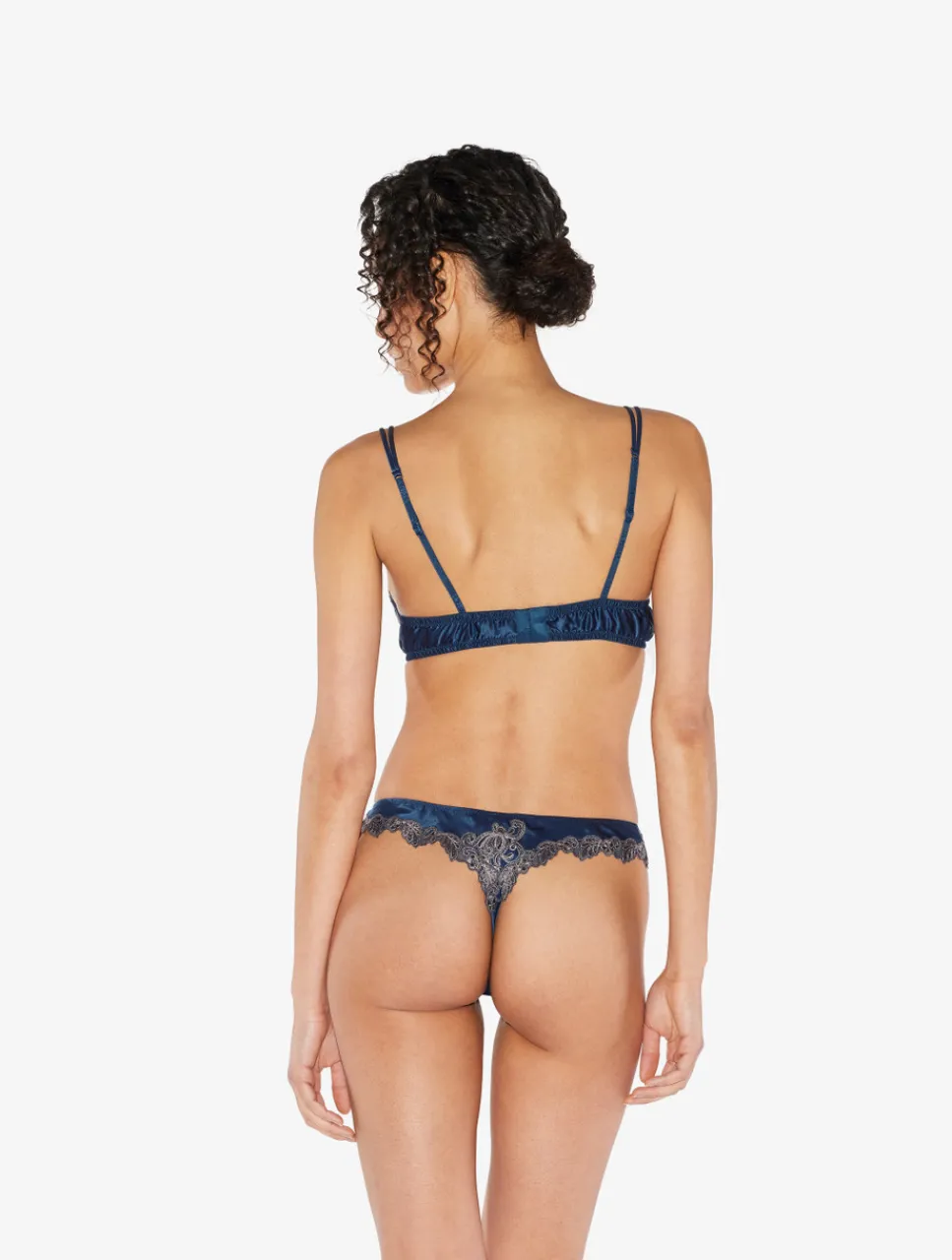 La Perla Blue Silk Satin G-string With Frastaglio< G String & Thong