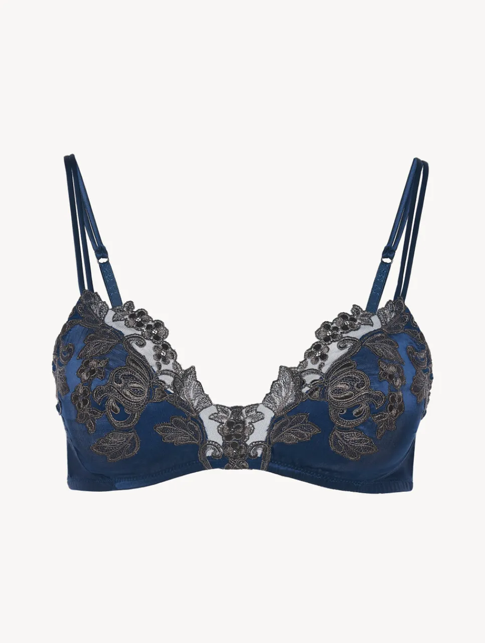La Perla Blue Silk Triangle Bra With Frastaglio< Triangle|Wireless