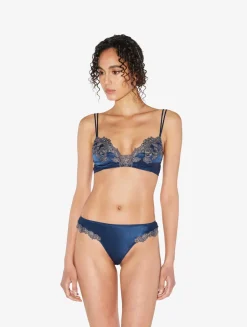 La Perla Blue Silk Triangle Bra With Frastaglio< Triangle|Wireless