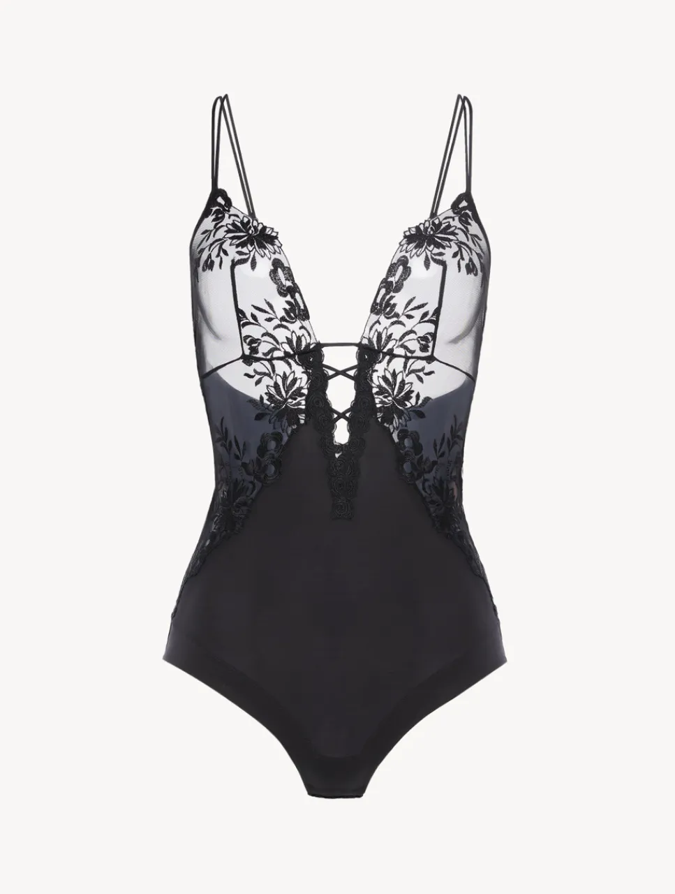 La Perla Bodysuit In Lycra With Embroidered Tulle< Bodysuits & Bustiers|Shapewear
