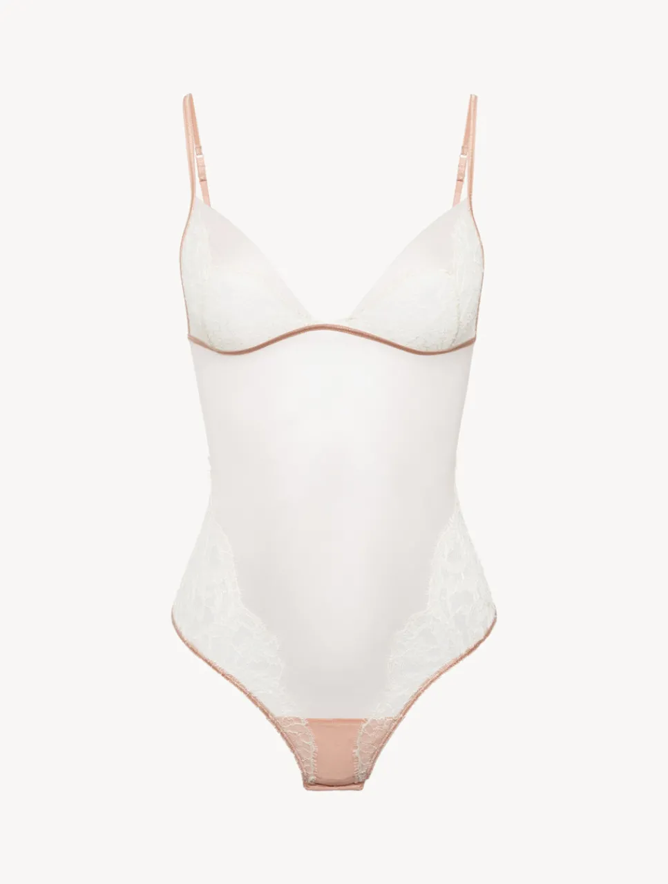 La Perla Bodysuit In Linen And Nude Rose With Leavers Lace< Bodysuits & Bustiers