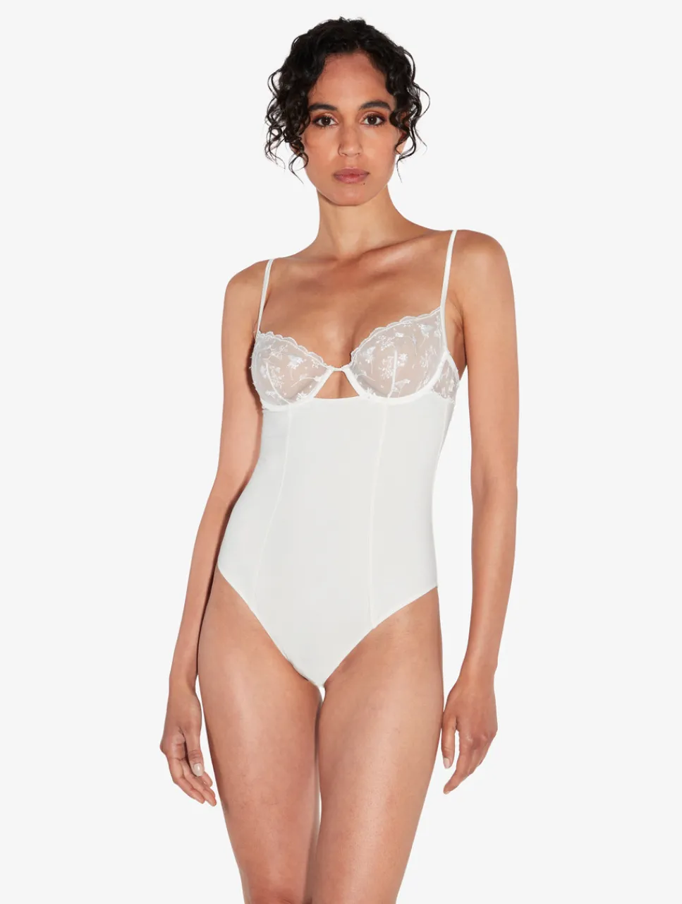 La Perla Bodysuit In Lys With Embroidered Tulle< Bodysuits & Bustiers