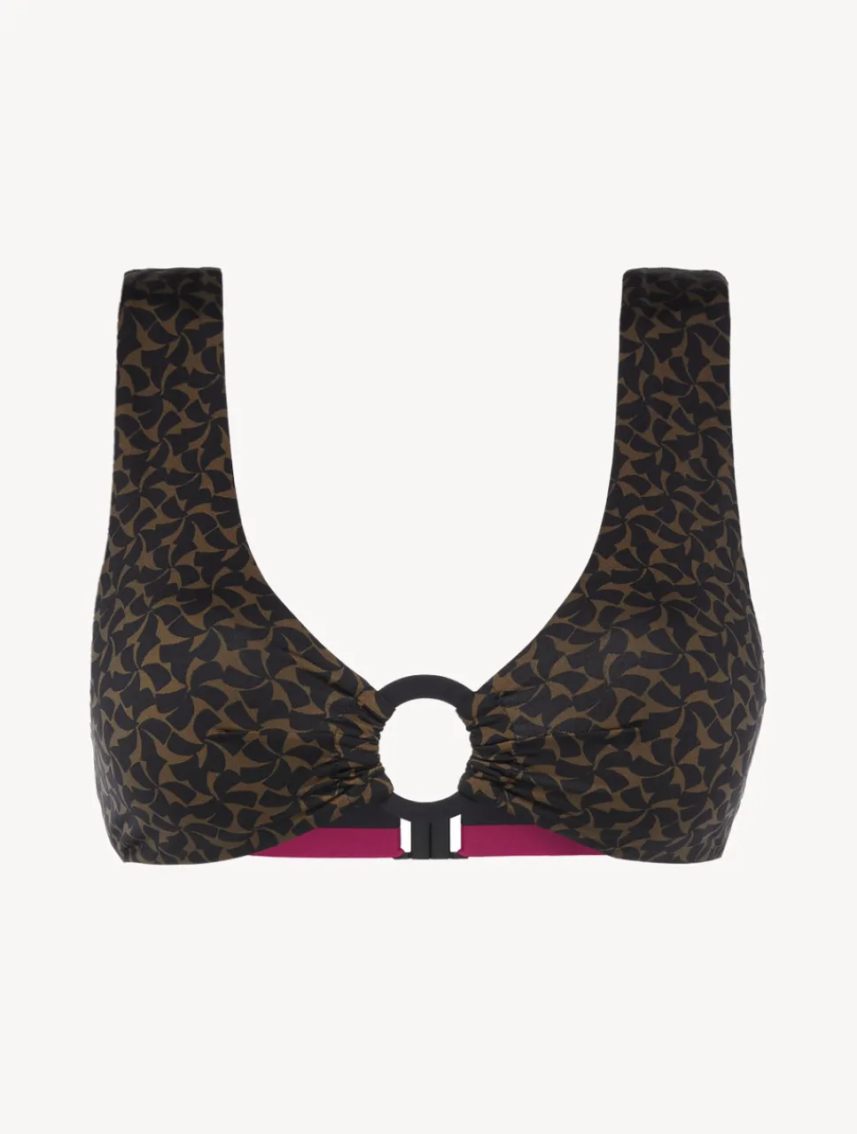 La Perla Bralette Bikini Top In Dark Green And Black< Bikinis