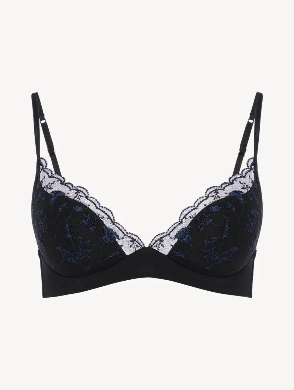 La Perla Bralette In Onyx With Embroidered Tulle< Bralette|Padded