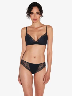La Perla Bralette In Onyx With Embroidered Tulle< Bralette|Padded