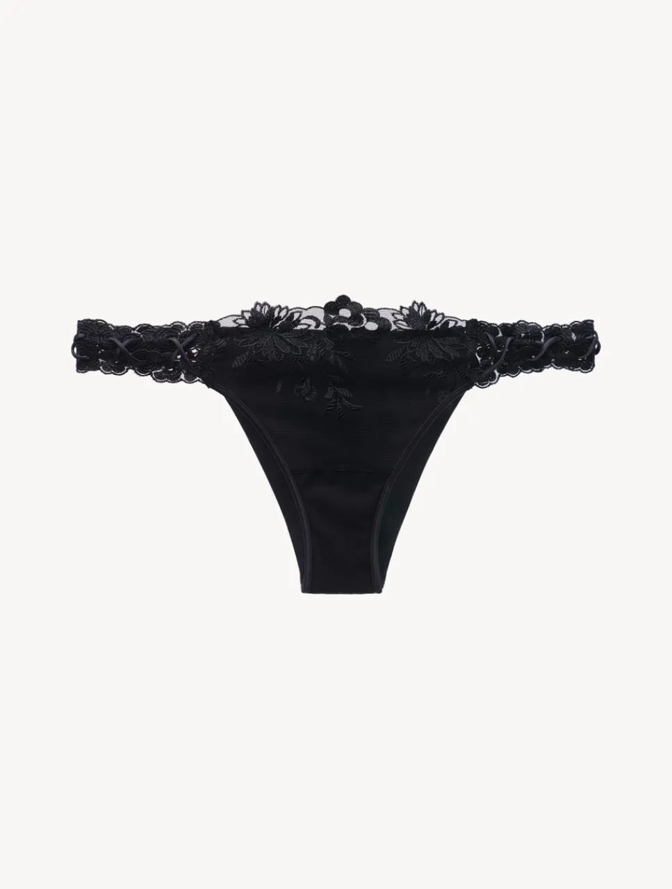 La Perla Brazilian Brief In Lycra With Embroidered Tulle< Brazilian