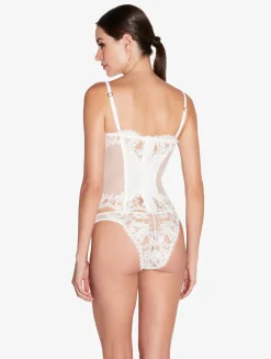 La Perla Brazilian Brief In Off With Cotton Leavers Lace< Brazilian