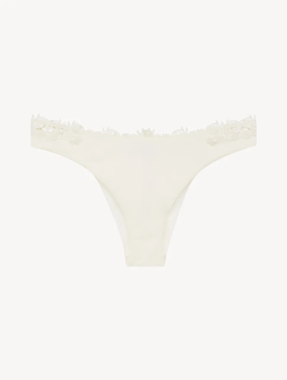 La Perla Brazilian Brief In Off-white Lycra With Macrame< Brazilian