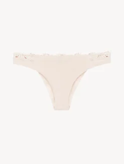 La Perla Brazilian Brief In Rose Beige Lycra With Macrame< Brazilian
