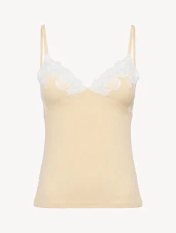 La Perla Cashmere Blend Ribbed Camisole In Halo With Frastaglio< Camisoles|Pajamas