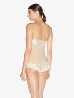 La Perla Cashmere Blend Ribbed Camisole In Halo With Frastaglio< Camisoles|Pajamas