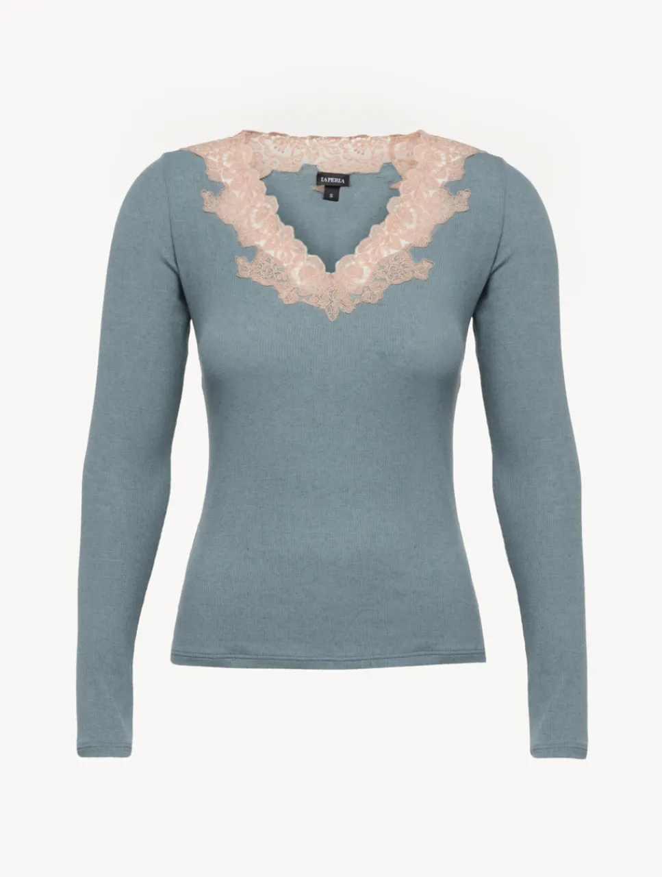 La Perla Cashmere Blend Ribbed Long-sleeved Top In Sleepy Dream With Frastaglio< Camisoles|Pajamas