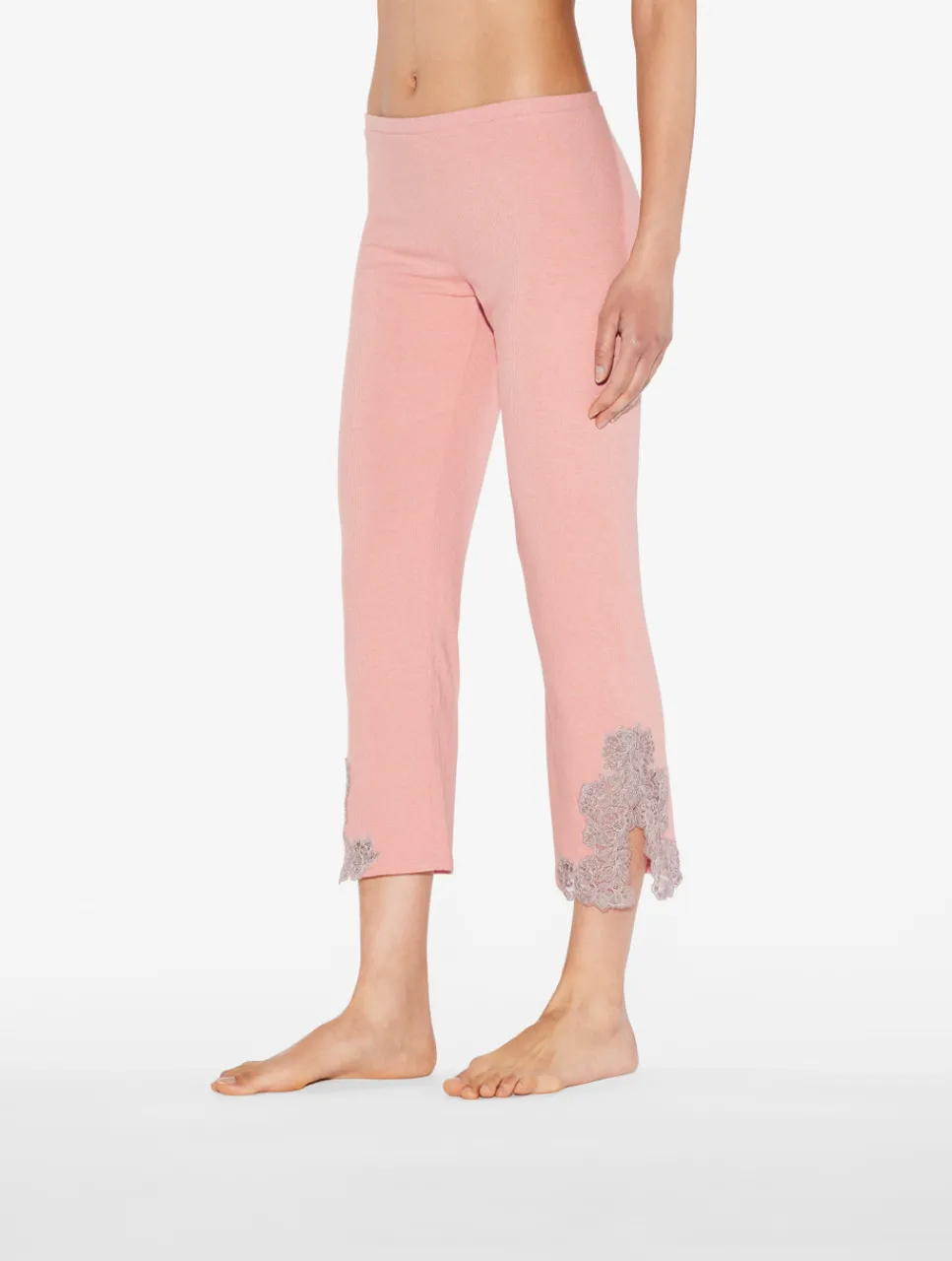 La Perla Cashmere Blend Ribbed Trousers In Blush Clay With Frastaglio< Pajamas|Loungewear