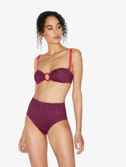 La Perla High-waisted Belted Bikini Briefs In Red And Blue< Bikinis