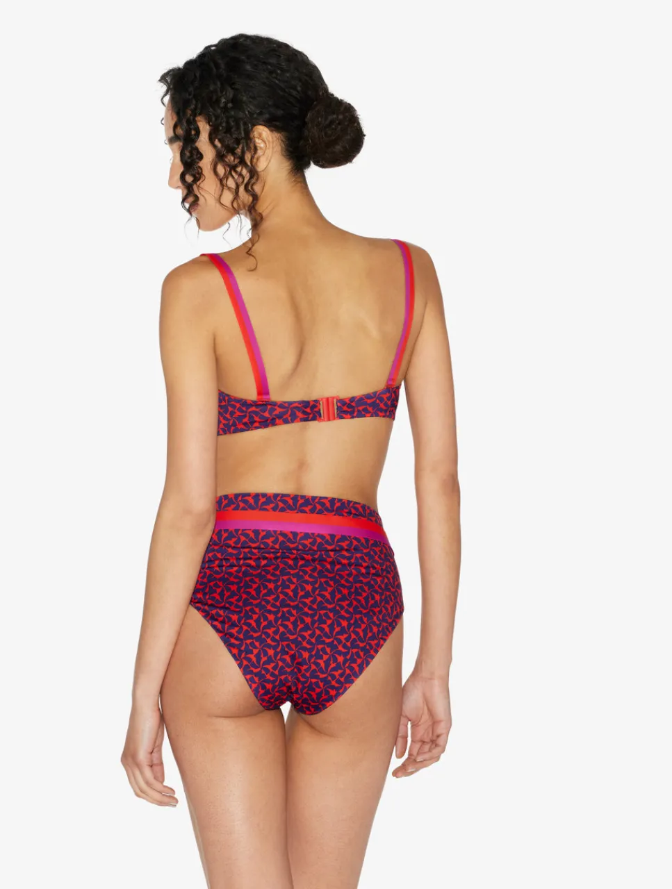 La Perla High-waisted Belted Bikini Briefs In Red And Blue< Bikinis