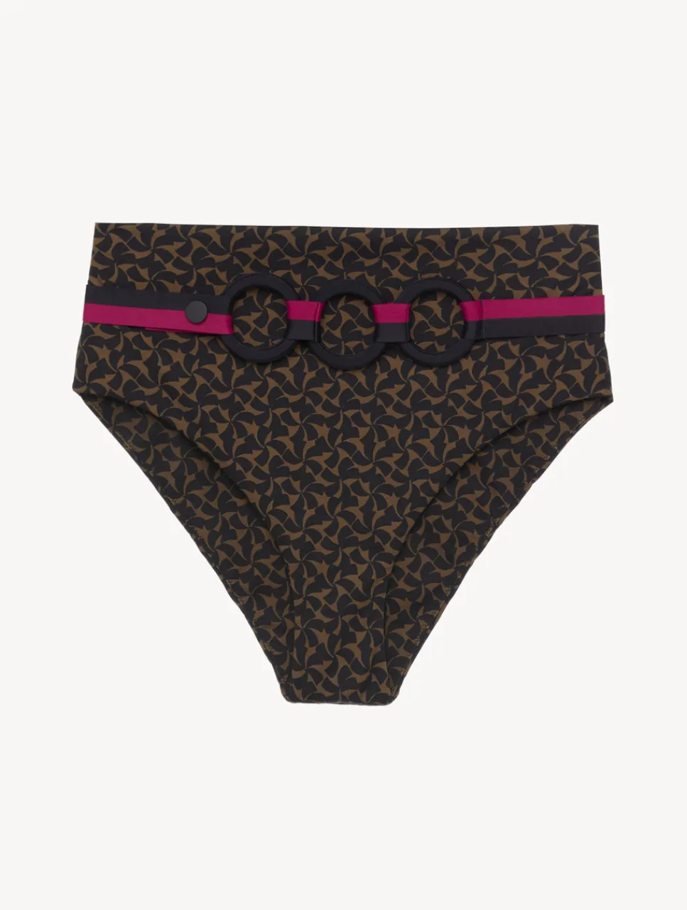 La Perla High-waisted Belted Bikini Briefs In Dark Green And Black< Bikinis