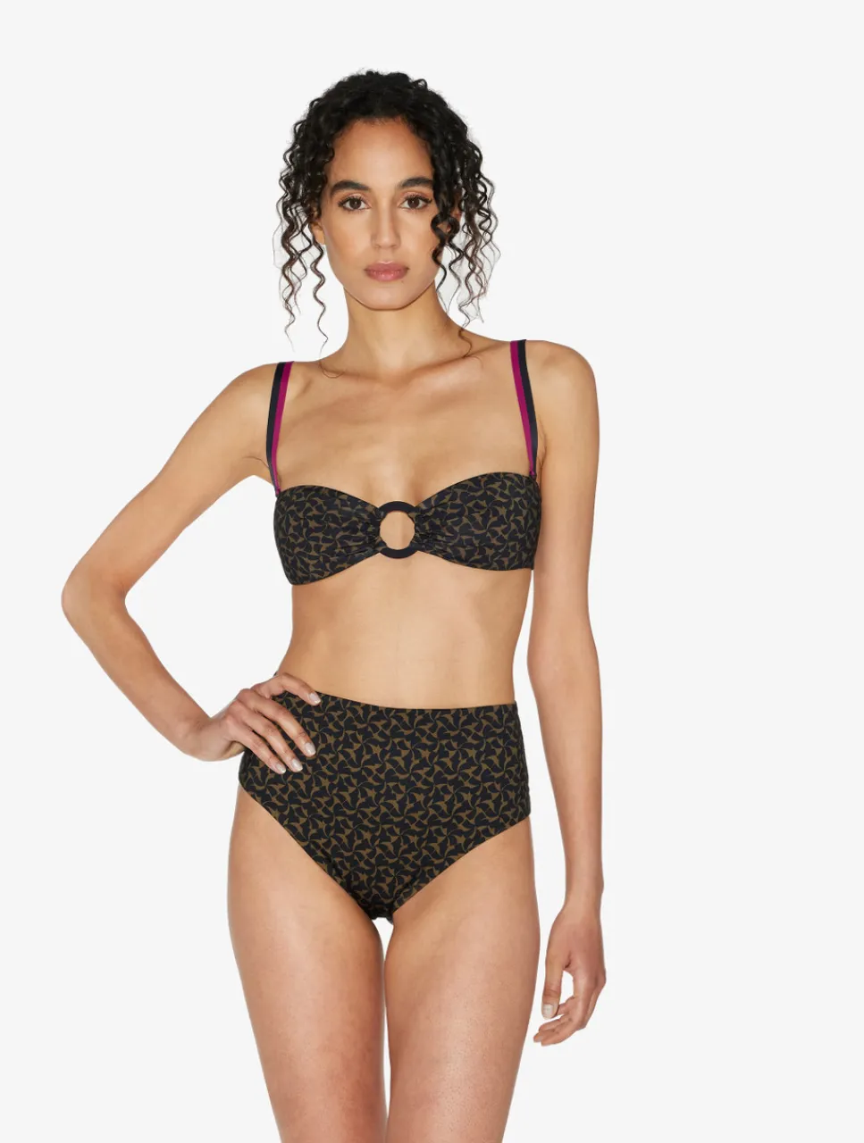La Perla High-waisted Belted Bikini Briefs In Dark Green And Black< Bikinis
