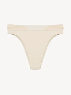 La Perla High-Waisted Brazilian Bikini Brief In Champagne With Beading< Bikinis