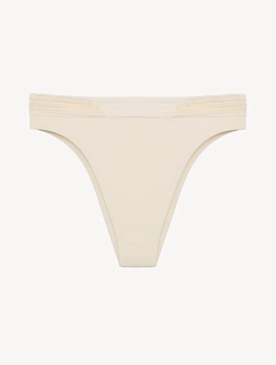 La Perla High-Waisted Brazilian Bikini Brief In Champagne With Beading< Bikinis