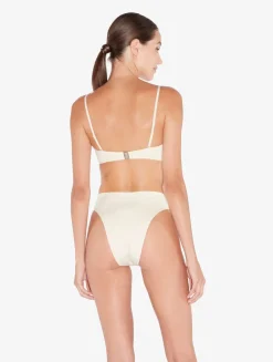 La Perla High-Waisted Brazilian Bikini Brief In Champagne With Beading< Bikinis