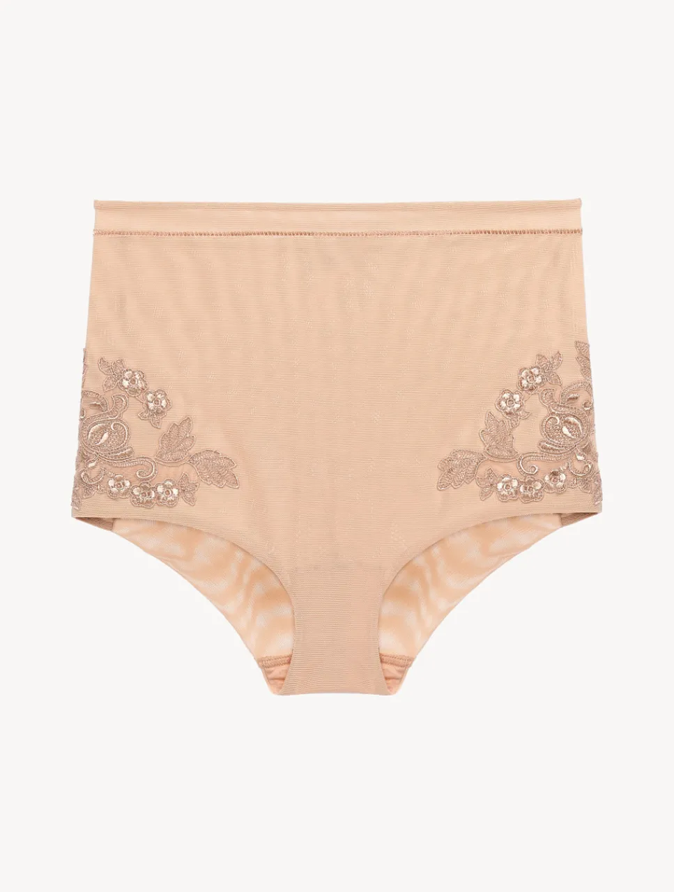 La Perla High-waisted Briefs In Sand Stretch Tulle< High-Waist|Shapewear