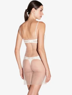 La Perla Limited Edition Short Slip In Rose Beige Mesh< Slips & Dresses|Silk Sleepwear