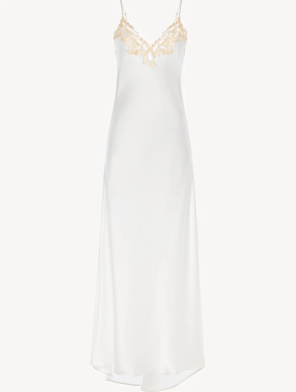 La Perla Long Nightgown In With Frastaglio< Slips & Dresses|Silk Sleepwear