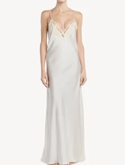 La Perla Long Nightgown In With Frastaglio< Slips & Dresses|Silk Sleepwear