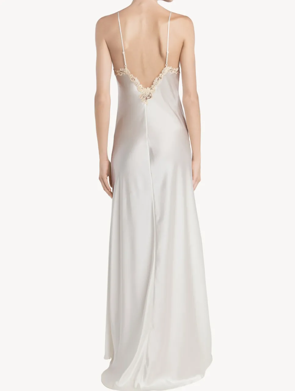 La Perla Long Nightgown In With Frastaglio< Slips & Dresses|Silk Sleepwear